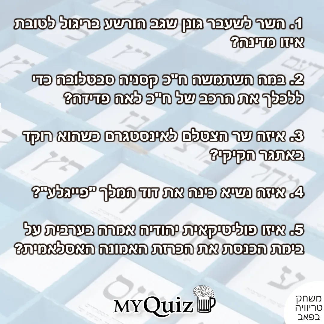 תמונה של פוליטיקאים ישראליים בחידון טריוויה