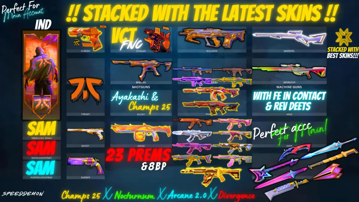23 skins with 3 limited skins. Champs 25, Ayakashi, EX.O, Ora, Dolmir. Cyrax