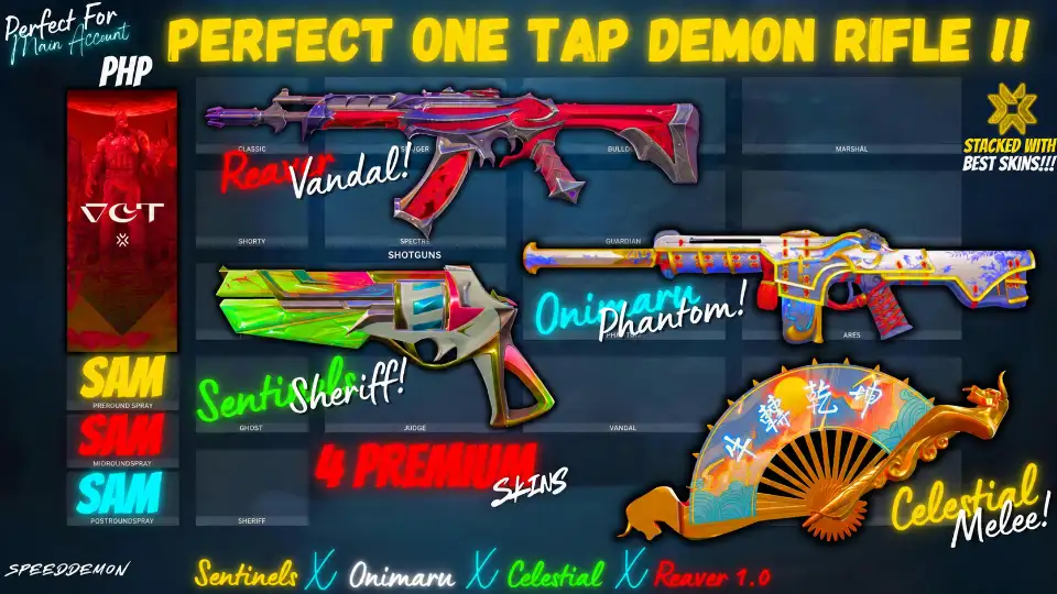 4 skins - Perfect for Main. Reaver, Oni, SOL, Celestial Fan