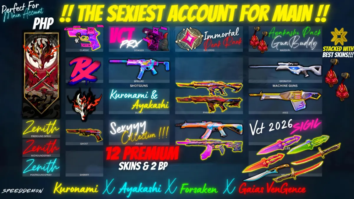 12 PREMS 💎 | VCT 2026 SIGIL 🏆 | SOVEREIGN SWORD ⚔️ |VCT X 2026 PRX 🐉 |AYAKASHI BUNDLE 🌸 | DOLMIR'S REVENGE ☠️ | PRIME ✨ | HELIX 🌀 & MORE ! 🔥