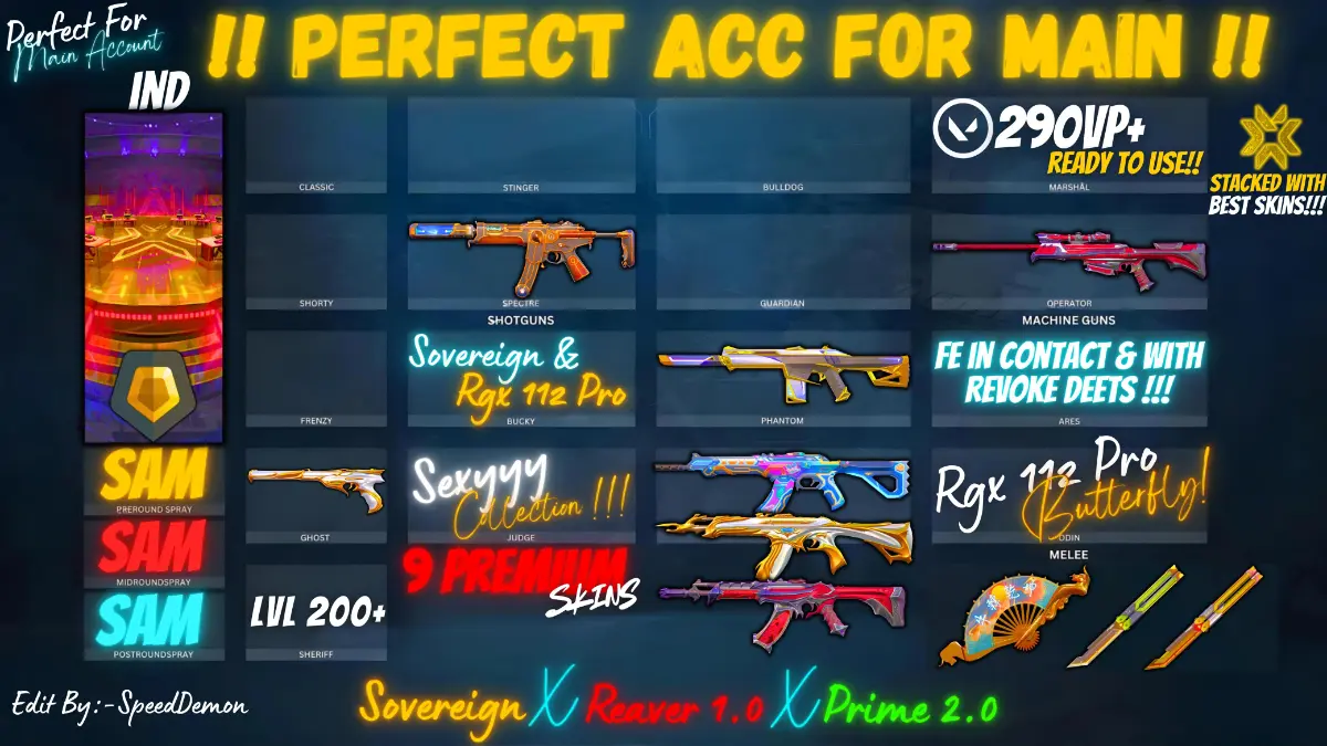 Reaver | Sovereign | Prime | RGX knife| 9 prems