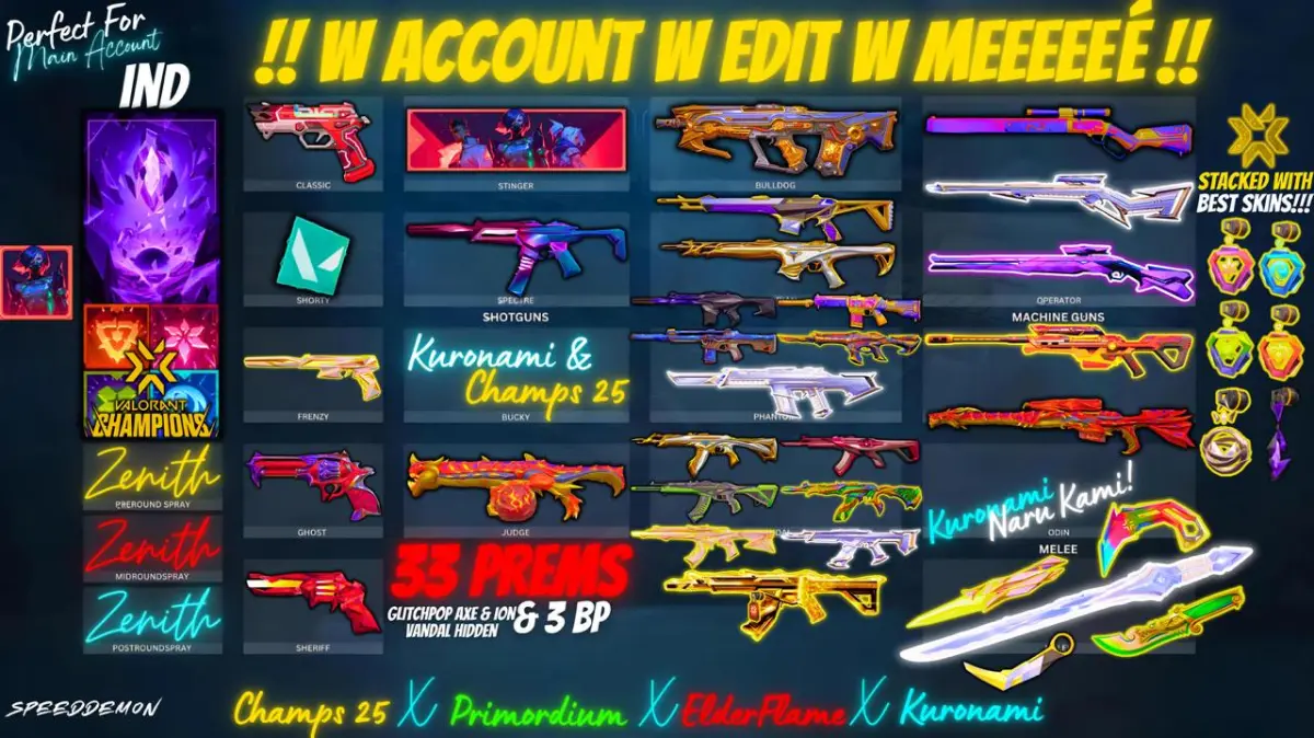 ULTRA PREMIUM COLLECTION|33 PREMS|VCT 2025 KARAMBIT|NARU KAMI MELEE| 5 YEARS' BETA|KURONAMI| PRIMORDIUM| RGX|SINGULARITY 2.0|HELIX & MUCH MORE !