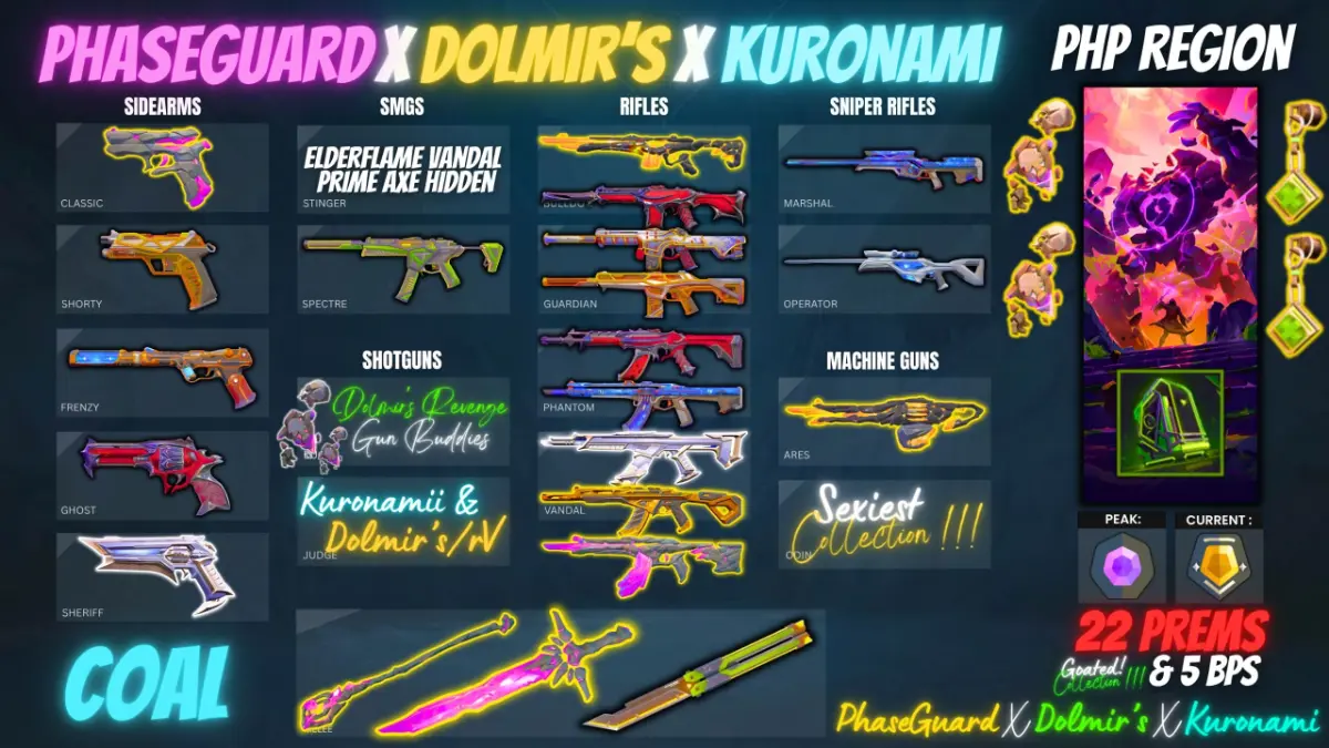 22 prem account with CRAZY VANDALS, DOLMIR bundle