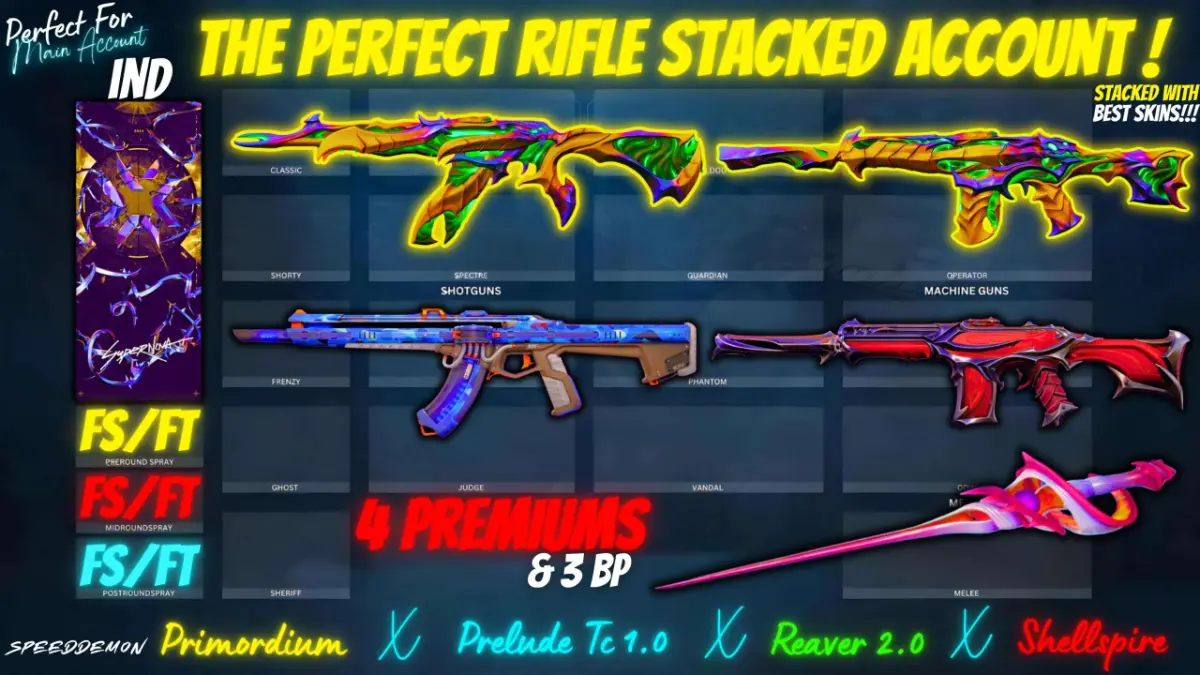 ⚔️ PRELUDE VANDAL 💀 | 🔥 PRIMORDIUM VANDAL 🌋 | 👻 REAVER PHANTOM 🖤 | ⚡ PRIMORDIUM PHANTOM 💥 | 🎖️ 3 BATTLEPASS WITH MELEE 🗡️✨💎