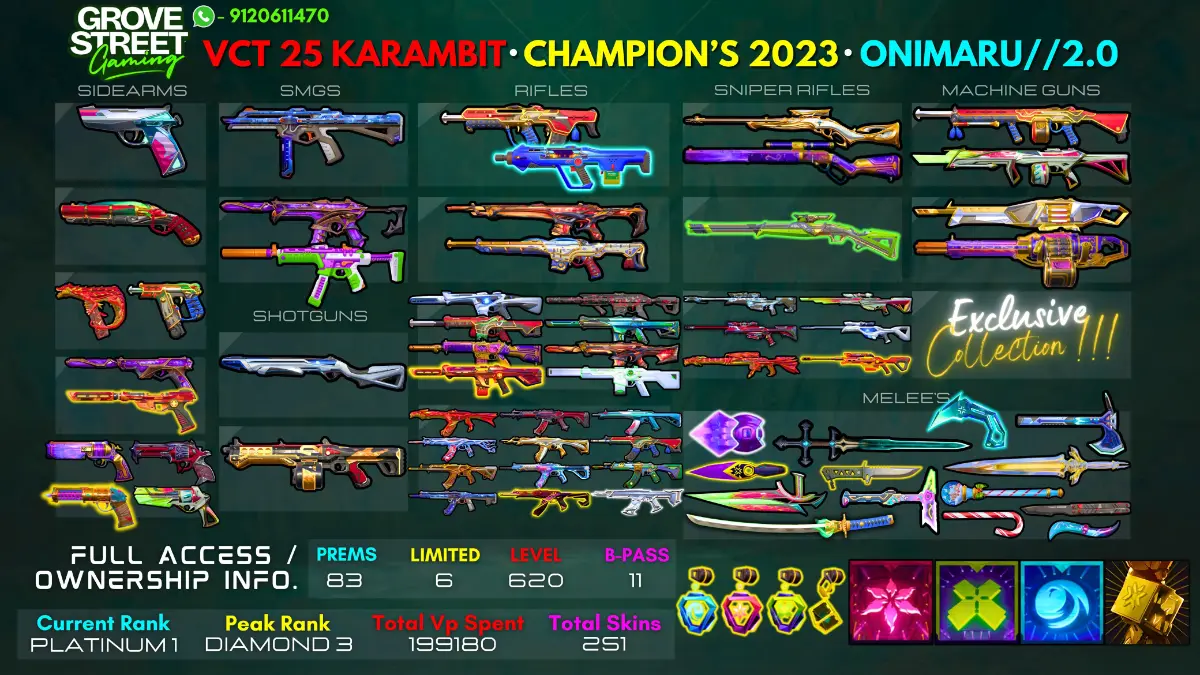🎯 251 SKINS - ARCANE SHERIFF + VCT 2025 KARAMBIT + CHAMPIONS 2023 + KURONAMI & MORE - WITH OWNERSHIP INFORMATION[GSG14]