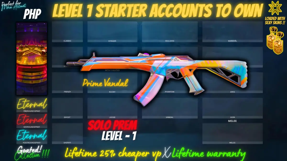 Prime Vandal (Starter Account X Lifetime cheaper VP X Lifetime warranty)