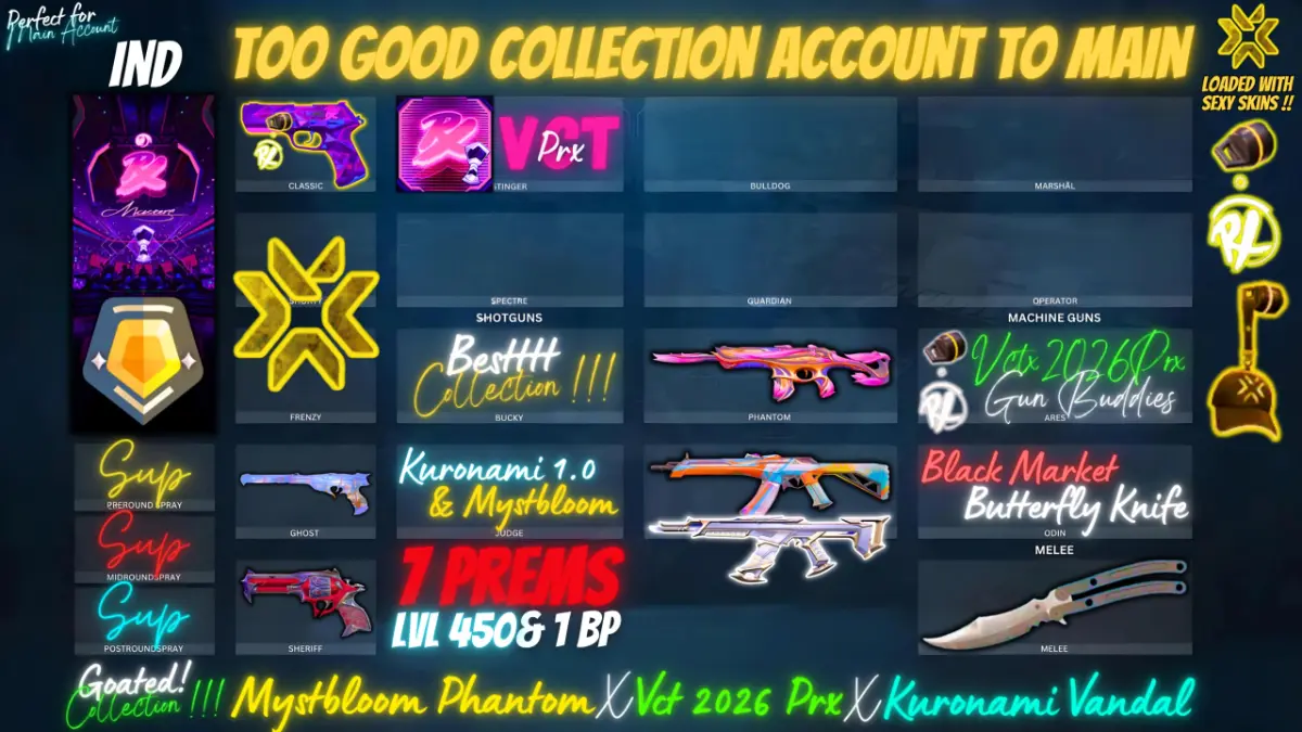 KURONAMI VANDAL | MYSTBLOOM PHANTOM | REAVER SHERIFF | PRIME VANDAL | PRX 2026 CLASSIC | BLACK MARKET BUTTERFLY KNIFE(CSGO KNIFE)