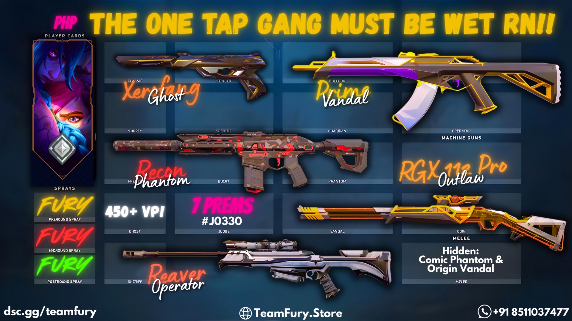 7 Premium Skins with Prime / Recon / RGX / Reaver / Xerofang