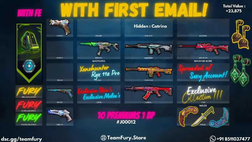 10 Premium Skins with RGX Karambit and many more (FIRST EMAIL / OG EMAIL)