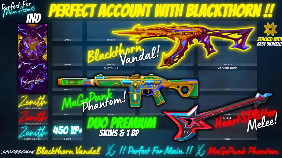 BLACKTHORN VANDAL | MAGEPUNK PHANTOM | HEARTSPLITTER BATTLEPASS | 450 VP EXTRA