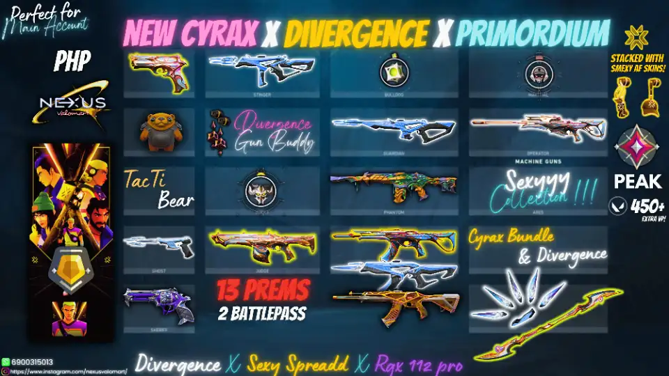 13 PREMS & 2 BATTLEPASS | CYRAX BUNDLE | PEAK IMMO