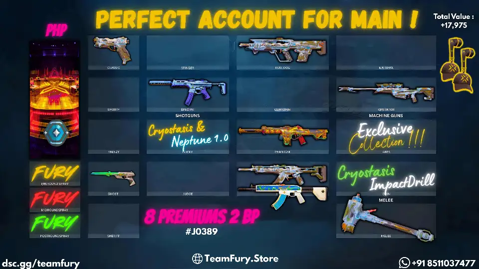 8 Premium Skins With Cryostasis Bundle , Neptune & Oni