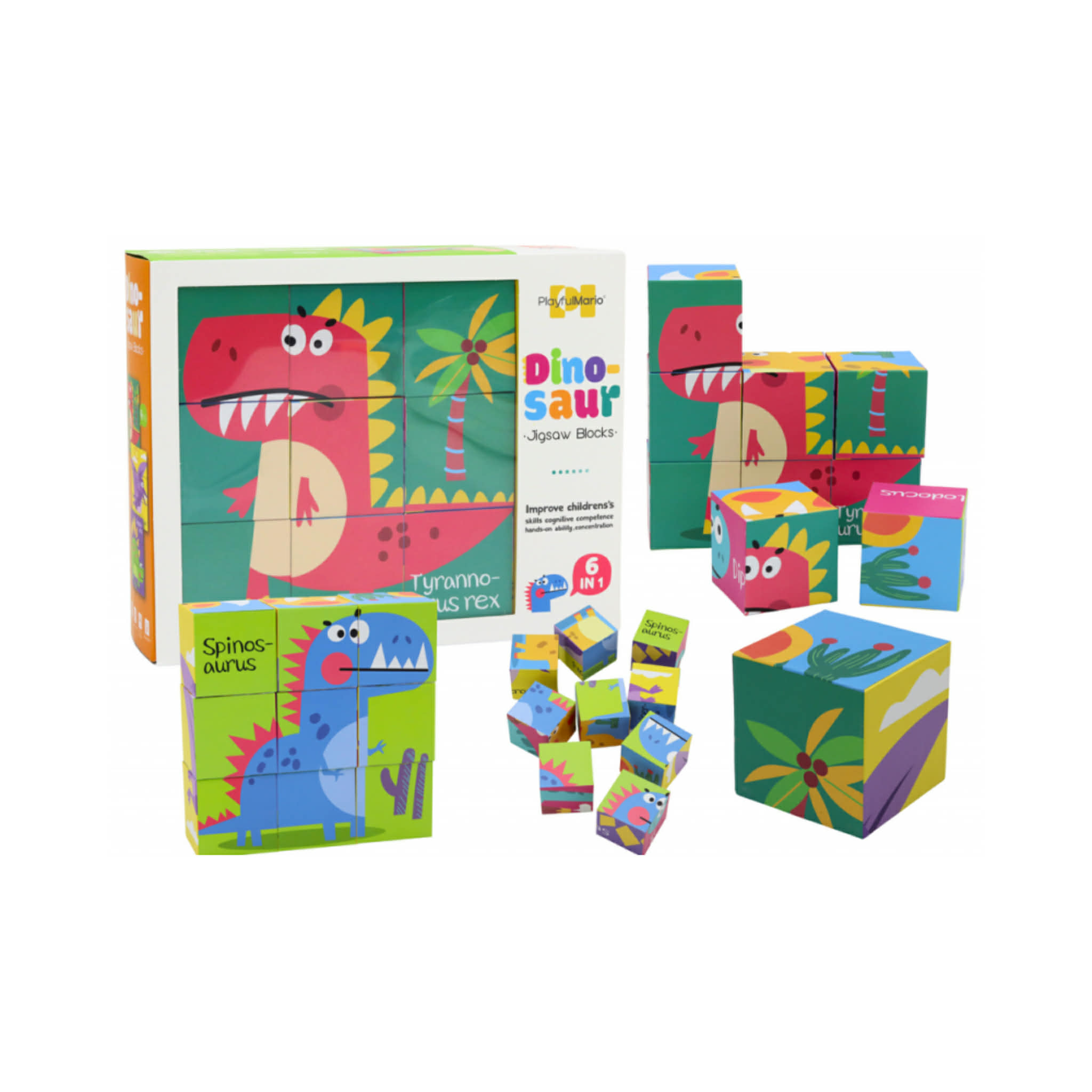 6 in 1 cube Puzzle: Dinosaur