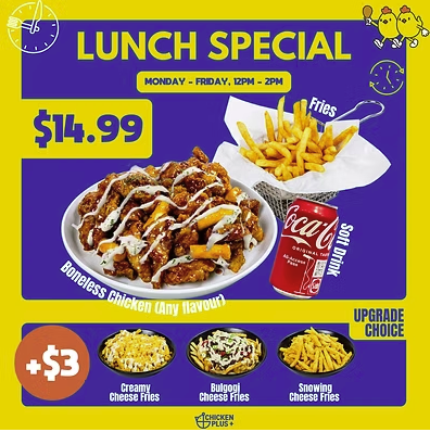 $14.99 Boneless Chicken + Fries + Soft Drink image