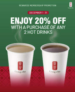 Buy any 2 hot drinks and enjoy 20% OFF all December! image