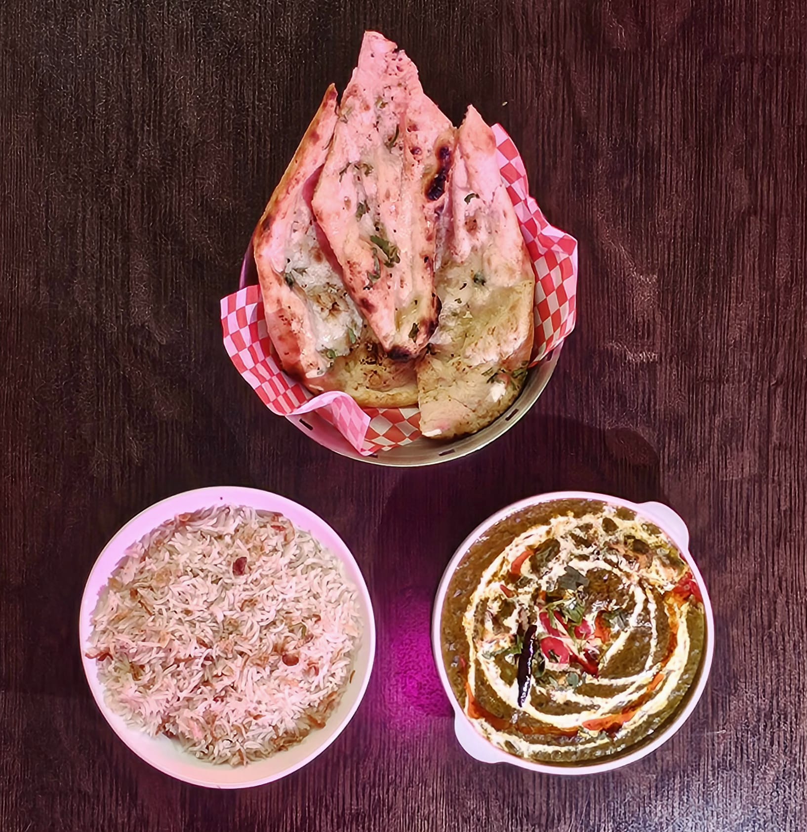 Combo Palak Paneer with Basmati Rice & Garlic Naan – Authentic Indian Veg Meal image