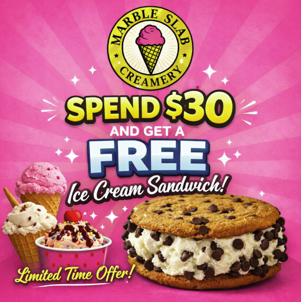 Spend $30 & Get a FREE Ice Cream Sandwich! image