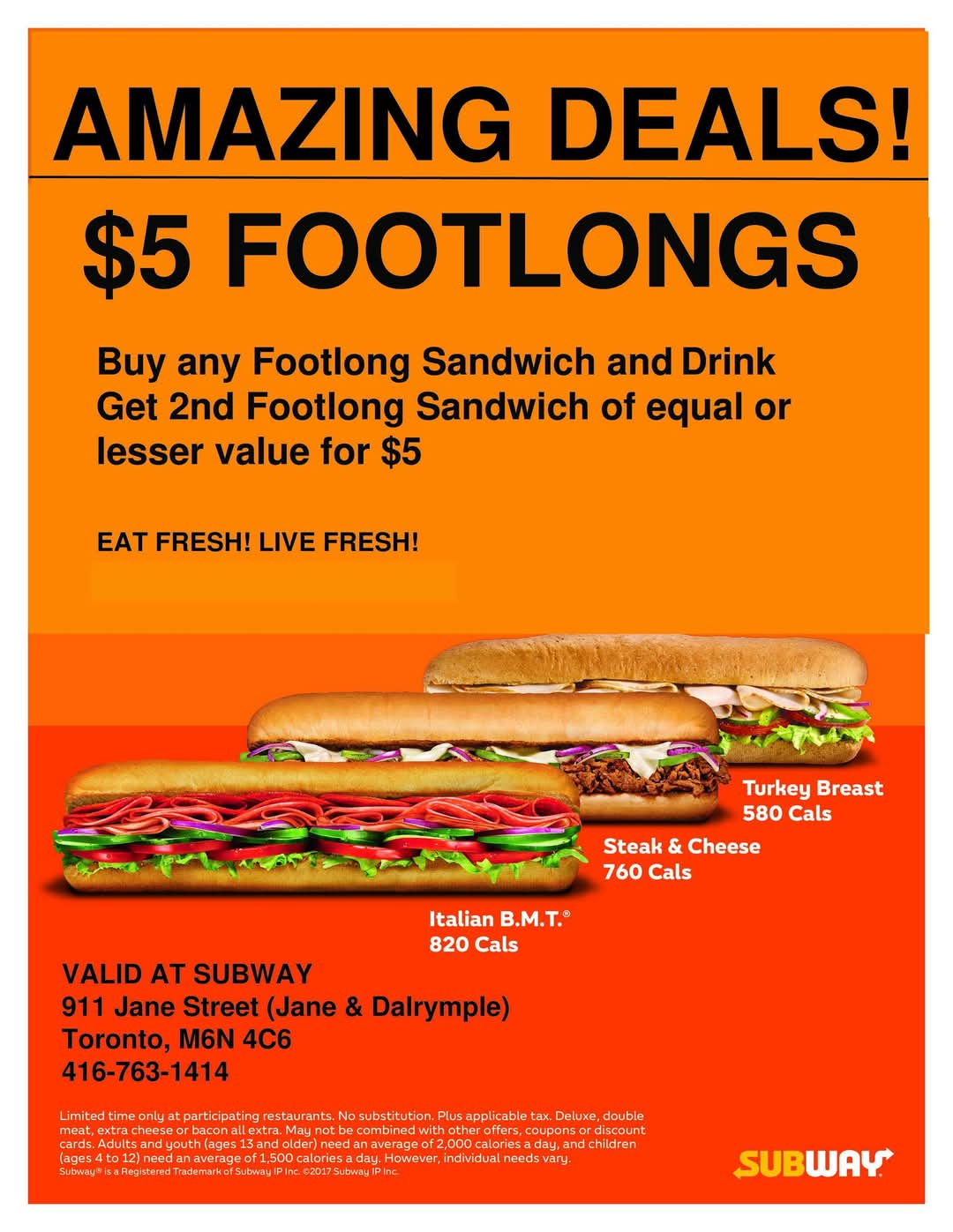 $5 FOOTLONGS! image