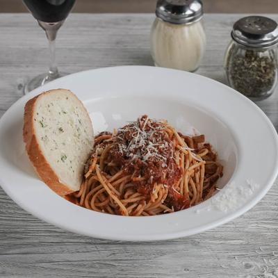 Spaghetti Bolognese with Garlic Bread image