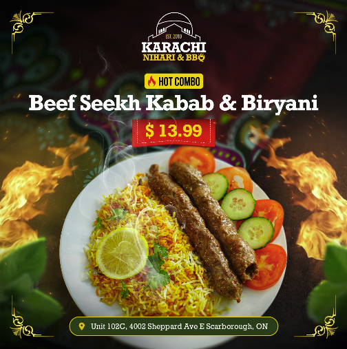 Beef Seekh Kebab & Biryani image