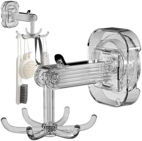 Suporte de parede giratório com seis ganchos (transparente)