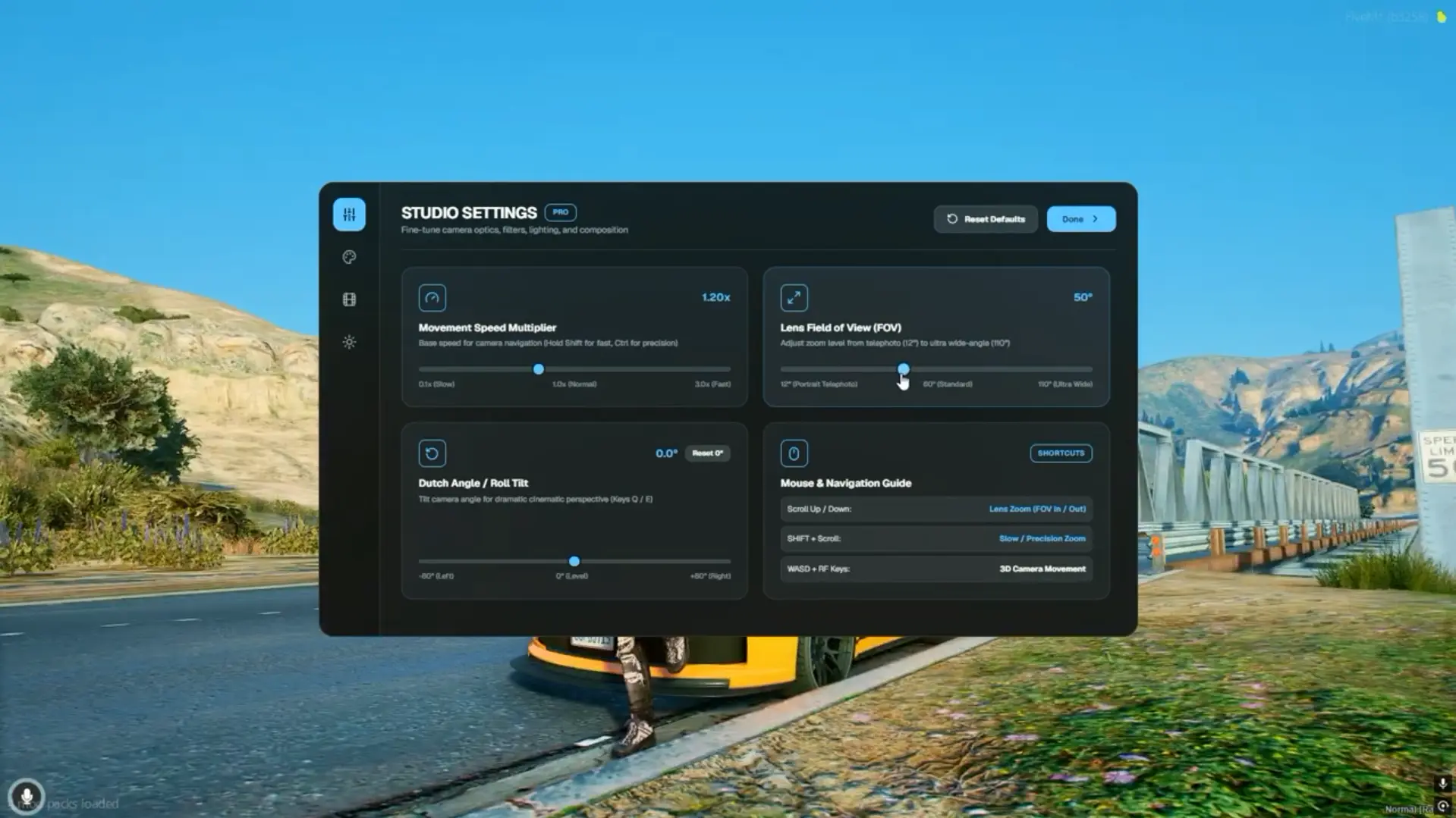 Studio Settings for Full Camera Control