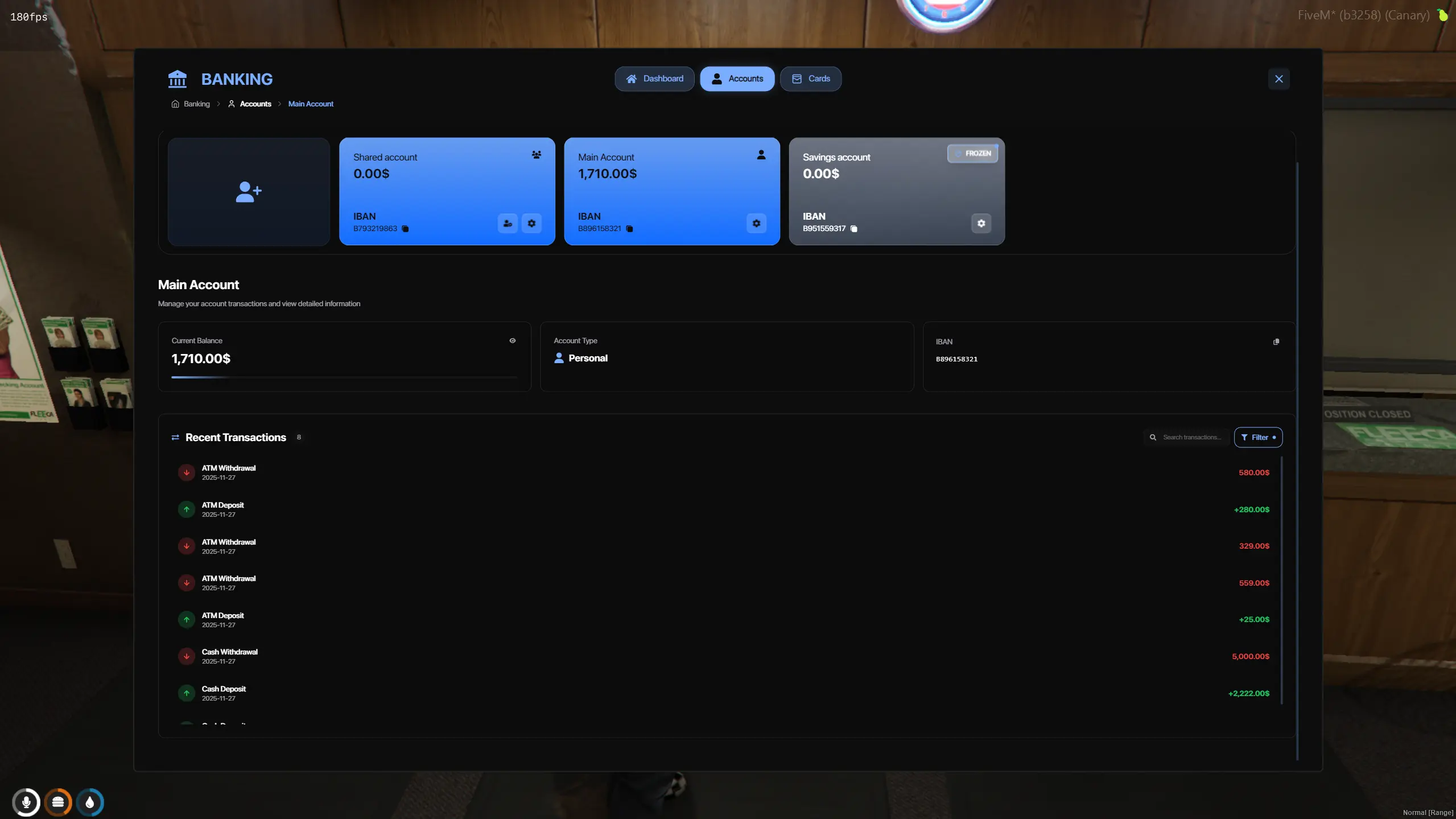 Account Management and Configuration Tab